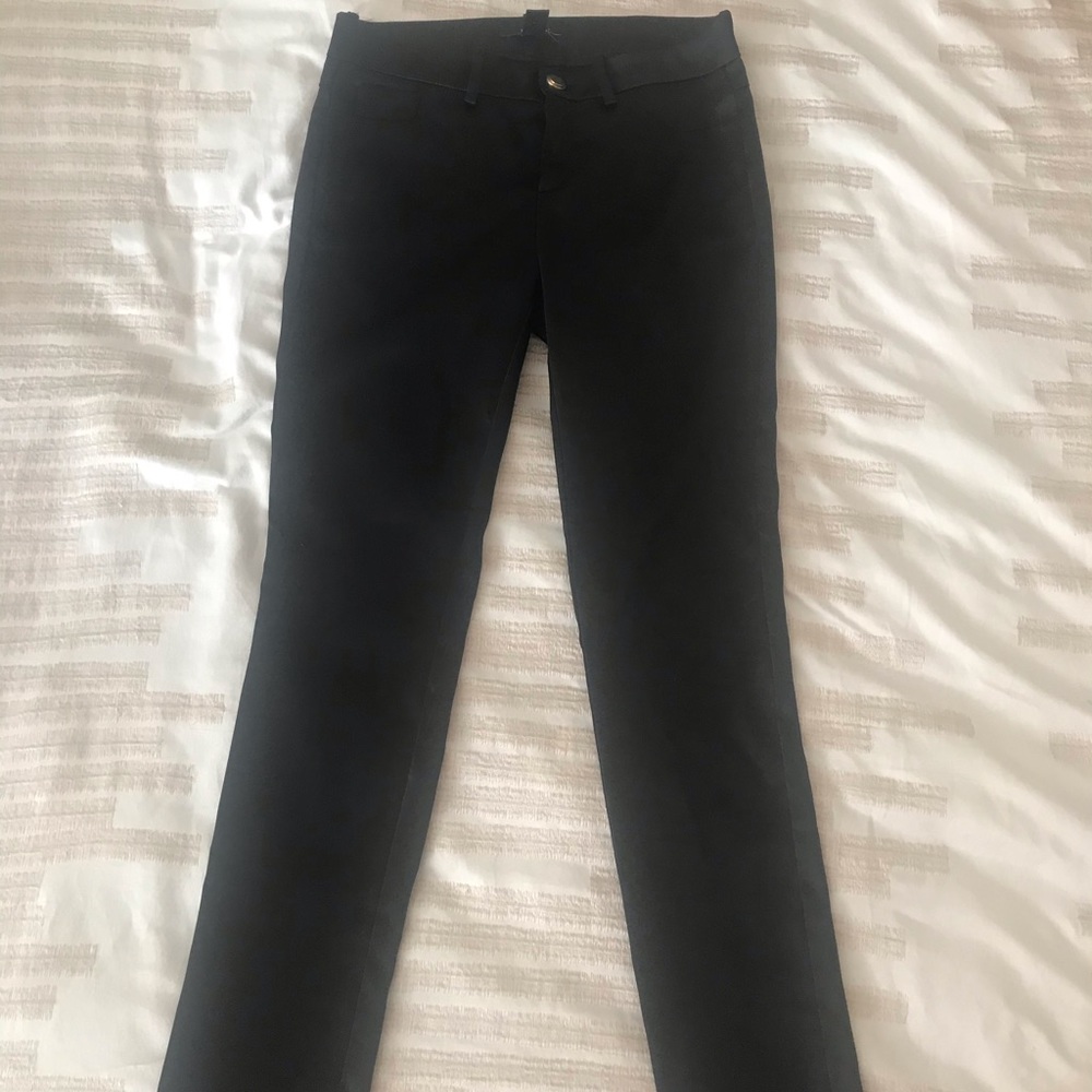 Black satin finish black pants from Mango store.